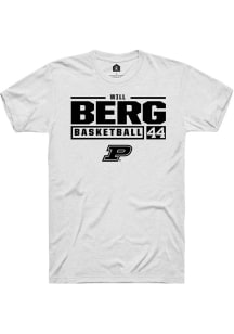 Will Berg  Purdue Boilermakers White Rally NIL Stacked Box Short Sleeve T Shirt