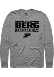 Will Berg  Purdue Boilermakers Grey Rally NIL Stacked Box Long Sleeve T Shirt