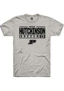 Megan Hutchinson Ash Purdue Boilermakers NIL Stacked Box Short Sleeve T Shirt