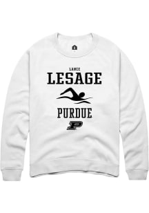 Lance Lesage Rally Mens White Purdue Boilermakers NIL Sport Icon Crew Sweatshirt