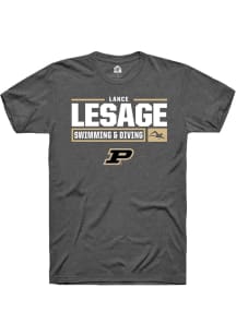 Lance Lesage Dark Grey Purdue Boilermakers NIL Stacked Box Short Sleeve T Shirt