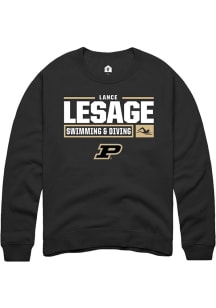 Lance Lesage Rally Mens Black Purdue Boilermakers NIL Stacked Box Crew Sweatshirt