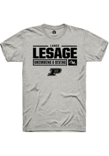 Lance Lesage Ash Purdue Boilermakers NIL Stacked Box Short Sleeve T Shirt
