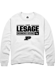 Lance Lesage Rally Mens White Purdue Boilermakers NIL Stacked Box Crew Sweatshirt