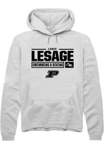 Lance Lesage Rally Mens White Purdue Boilermakers NIL Stacked Box Hooded Sweatshirt