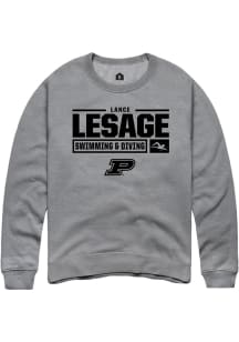 Lance Lesage Rally Mens Graphite Purdue Boilermakers NIL Stacked Box Crew Sweatshirt