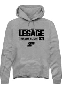 Lance Lesage Rally Mens Graphite Purdue Boilermakers NIL Stacked Box Hooded Sweatshirt