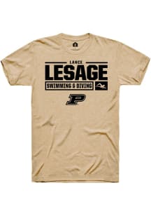 Lance Lesage Gold Purdue Boilermakers NIL Stacked Box Short Sleeve T Shirt