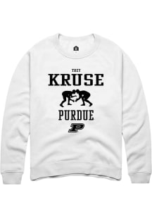 Trey Kruse Rally Mens White Purdue Boilermakers NIL Sport Icon Crew Sweatshirt