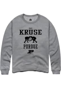 Trey Kruse Rally Mens Graphite Purdue Boilermakers NIL Sport Icon Crew Sweatshirt