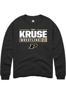 Trey Kruse Rally Mens Black Purdue Boilermakers NIL Stacked Box Crew Sweatshirt