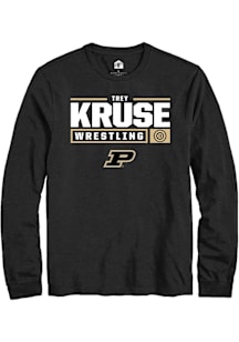 Trey Kruse  Purdue Boilermakers Black Rally NIL Stacked Box Long Sleeve T Shirt