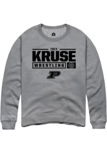 Trey Kruse Rally Mens Graphite Purdue Boilermakers NIL Stacked Box Crew Sweatshirt