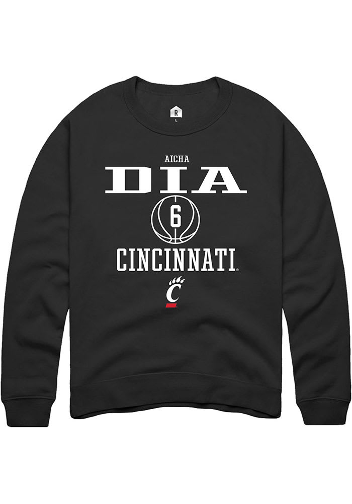 Aïcha Dia Rally Cincinnati Bearcats Mens Black NIL Sport Icon Long Sleeve Crew Sweatshirt