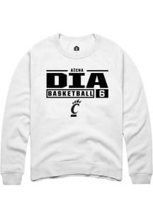 Aïcha Dia Rally Mens White Cincinnati Bearcats NIL Stacked Box Crew Sweatshirt