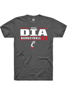 Aïcha Dia Dark Grey Cincinnati Bearcats NIL Stacked Box Short Sleeve T Shirt
