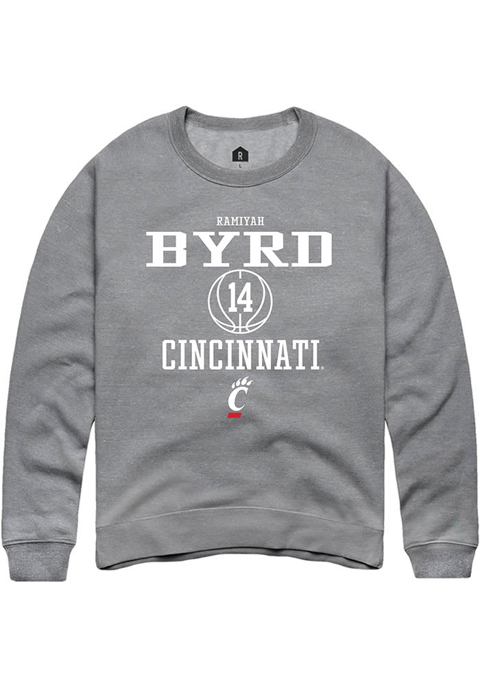 Ramiyah Byrd Rally Cincinnati Bearcats Mens Grey NIL Sport Icon Long Sleeve Crew Sweatshirt