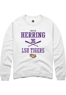 Griffin Herring  Rally LSU Tigers Mens White NIL Sport Icon Long Sleeve Crew Sweatshirt