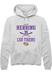Griffin Herring  Rally LSU Tigers Mens White NIL Sport Icon Long Sleeve Hoodie
