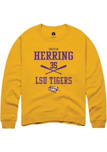 Griffin Herring  Rally LSU Tigers Mens Gold NIL Sport Icon Long Sleeve Crew Sweatshirt