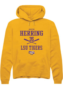 Griffin Herring  Rally LSU Tigers Mens Gold NIL Sport Icon Long Sleeve Hoodie