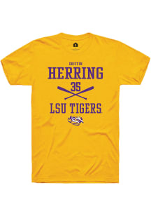 Griffin Herring  LSU Tigers Gold Rally NIL Sport Icon Short Sleeve T Shirt