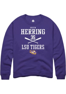 Griffin Herring  Rally LSU Tigers Mens Purple NIL Sport Icon Long Sleeve Crew Sweatshirt