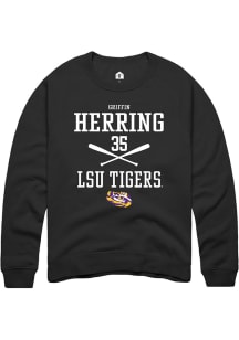 Griffin Herring  Rally LSU Tigers Mens Black NIL Sport Icon Long Sleeve Crew Sweatshirt