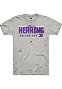 Griffin Herring  LSU Tigers Ash Rally NIL Stacked Box Short Sleeve T Shirt