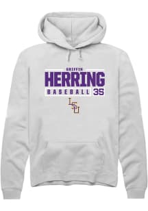Griffin Herring  Rally LSU Tigers Mens White NIL Stacked Box Long Sleeve Hoodie