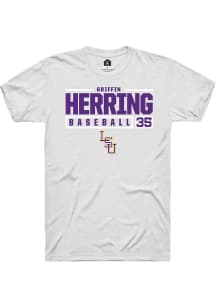 Griffin Herring  LSU Tigers White Rally NIL Stacked Box Short Sleeve T Shirt