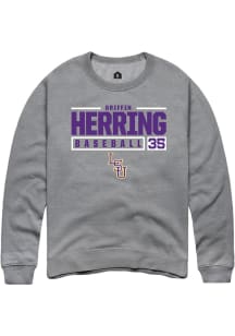 Griffin Herring  Rally LSU Tigers Mens Grey NIL Stacked Box Long Sleeve Crew Sweatshirt