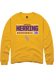 Griffin Herring  Rally LSU Tigers Mens Gold NIL Stacked Box Long Sleeve Crew Sweatshirt