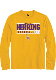 Griffin Herring  LSU Tigers Gold Rally NIL Stacked Box Long Sleeve T Shirt