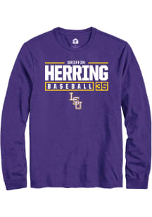 Griffin Herring  LSU Tigers Purple Rally NIL Stacked Box Long Sleeve T Shirt