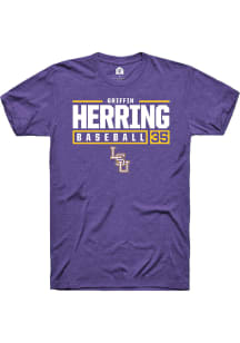 Griffin Herring  LSU Tigers Purple Rally NIL Stacked Box Short Sleeve T Shirt