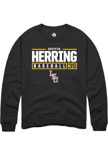Griffin Herring  Rally LSU Tigers Mens Black NIL Stacked Box Long Sleeve Crew Sweatshirt