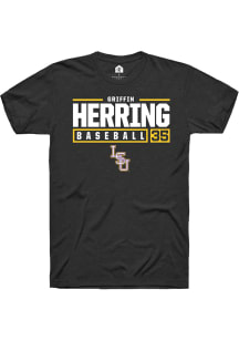 Griffin Herring  LSU Tigers Black Rally NIL Stacked Box Short Sleeve T Shirt