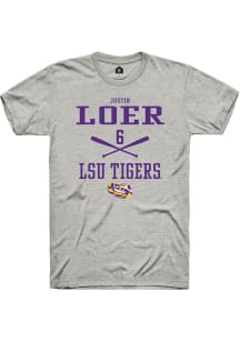 Justin Loer  LSU Tigers Ash Rally NIL Sport Icon Short Sleeve T Shirt