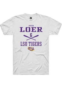 Justin Loer  LSU Tigers White Rally NIL Sport Icon Short Sleeve T Shirt