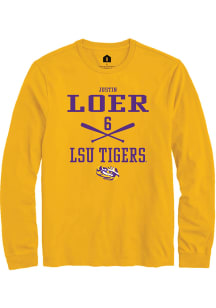Justin Loer  LSU Tigers Gold Rally NIL Sport Icon Long Sleeve T Shirt
