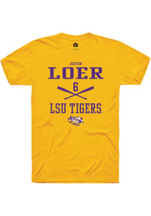 Justin Loer  LSU Tigers Gold Rally NIL Sport Icon Short Sleeve T Shirt