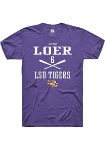 Justin Loer  LSU Tigers Purple Rally NIL Sport Icon Short Sleeve T Shirt