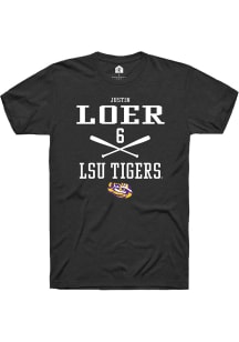 Justin Loer  LSU Tigers Black Rally NIL Sport Icon Short Sleeve T Shirt