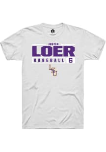 Justin Loer  LSU Tigers White Rally NIL Stacked Box Short Sleeve T Shirt