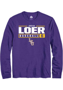 Justin Loer  LSU Tigers Purple Rally NIL Stacked Box Long Sleeve T Shirt