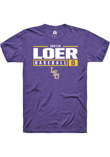 Justin Loer  LSU Tigers Purple Rally NIL Stacked Box Short Sleeve T Shirt