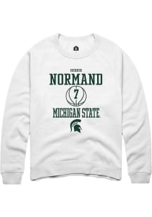 Gehrig Normand  Rally Michigan State Spartans Mens White NIL Sport Icon Long Sleeve Crew Sweatsh..