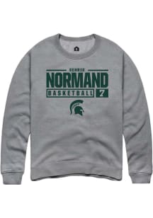 Gehrig Normand  Rally Michigan State Spartans Mens Grey NIL Stacked Box Long Sleeve Crew Sweatsh..