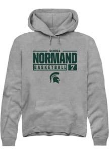 Gehrig Normand  Rally Michigan State Spartans Mens Grey NIL Stacked Box Long Sleeve Hoodie